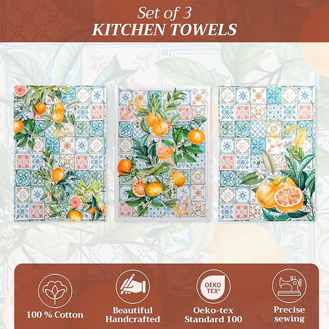 Maison d' Hermine Kitchen Towels Set of 3 100% Cotton 27.50" x 20" Reusable