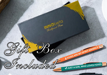 InnoBeta Fox Themed Gifts for Fox Lover, Ballpoint Pen Set of 4, Gifts for Fox Nerd on Birthday, Christmas and any Special Occasion