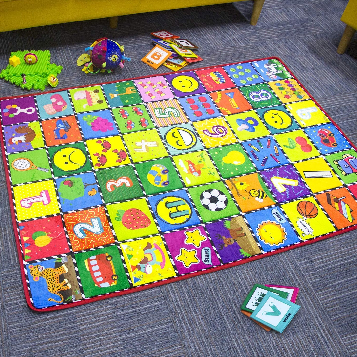 teytoy Baby Mats for Floor Alphabet Kids Rug Crawling Mat Play Rugs for Children Super Soft Non-Slip Colourful Foldable Playmats for Toddlers, 112 * 151cm Extra Thick (0.6cm)