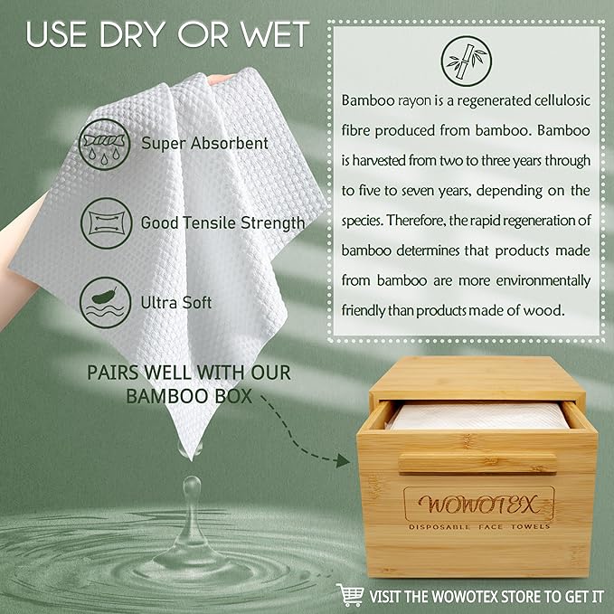 Christmas Style WOWOTEX Disposable Face Towel Biodegradable Large Dry Face