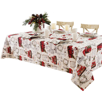 Newbridge Christmas Pine Hill Tree Farm Fresh Red Truck 72 Inch Long Table Runner, Nostalgic Retro Holiday Country Farm Truck No Iron and Stain Resistant Table Runner for Party, Banquet and Buffet