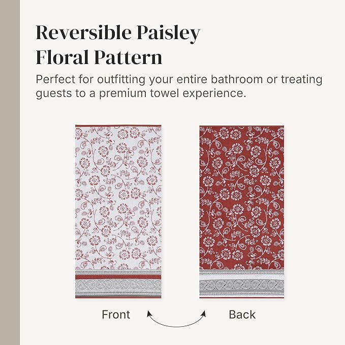 Modern Threads Ophelia 6-Piece 100% Cotton Towel Set – Reversible Yarn Dyed