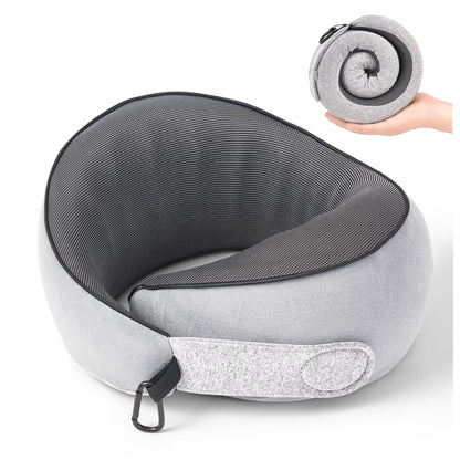 Travel Pillow, 100% Pure Memory Foam Travel Neck Pillow Airplane Neck Support Ergonomic Design for Traveling Suitable for Airplanes,Offices and Cars-Grey