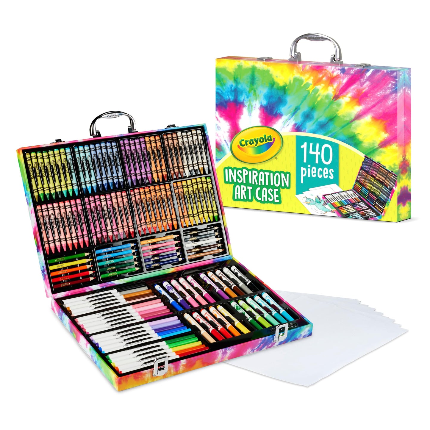 Crayola Inspiration Art Case Coloring Set - Tie-Dye (140ct), Art Supplies Set For Kids, Travel Drawing Kit, Holiday & Christmas Gift for Girls & Boys, Ages 5+ [Amazon Exclusive]