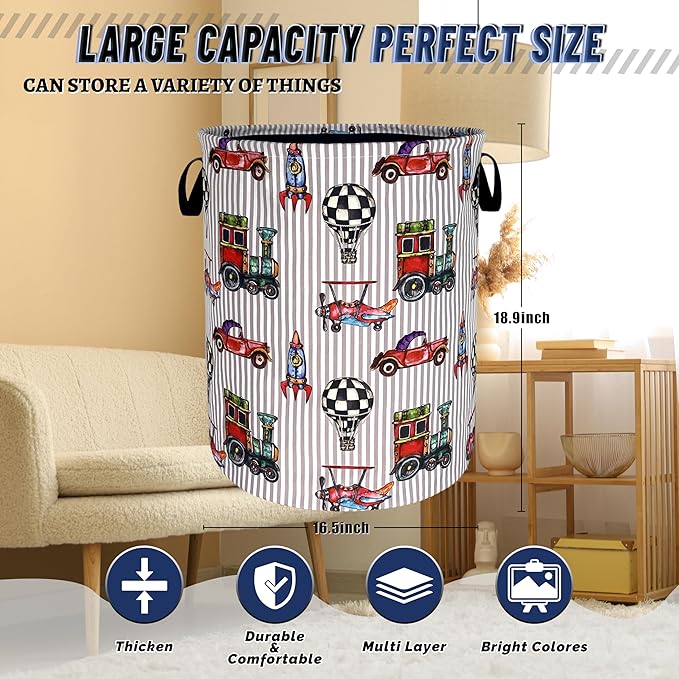 Personalize Cars Printed Laundry Basket Oxford Cloth Foldable Funny Laundry