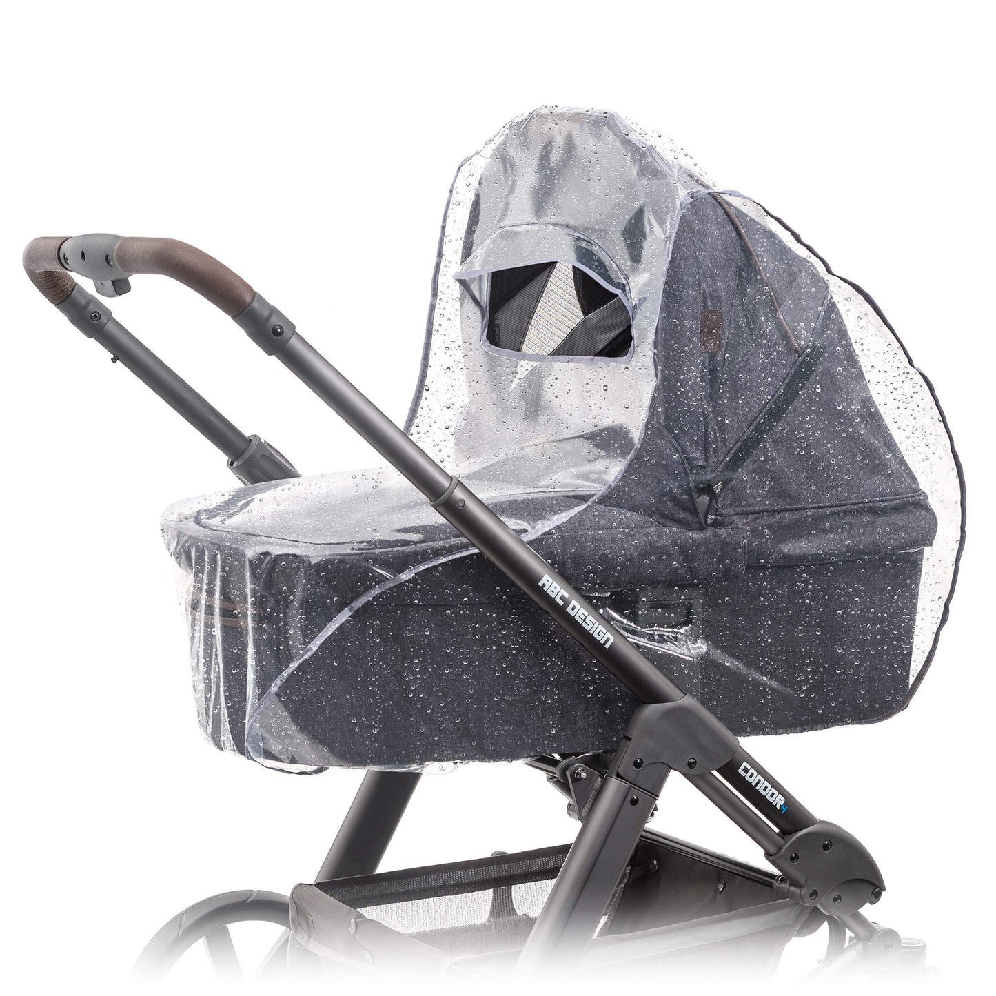Zamboo Universal Rain Cover for Pram Carrycot (e.g. Hauck, Joie, ABC-Design etc.) | Air Circulating, Water Resistant and Durable Baby Protection Rain Shield (PVC-Free) - Grey