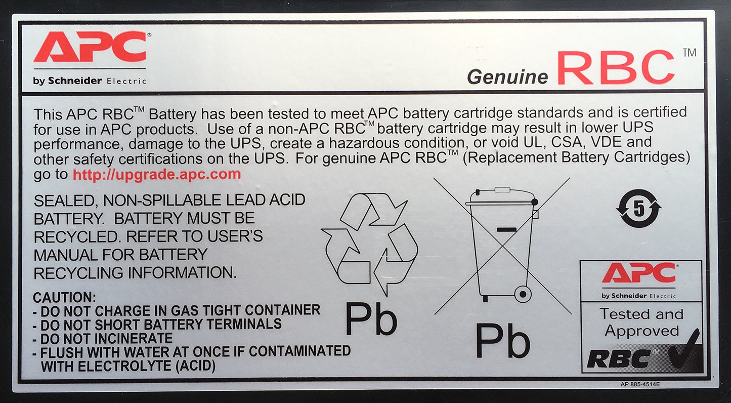 APC UPS Battery Replacement, RBC2, for APC Back-UPS Models BE500R, BK300C, BK350, BK500, BK500BLK, BK500M, BK500MC, BK500MUS, and SC420, SU420NET