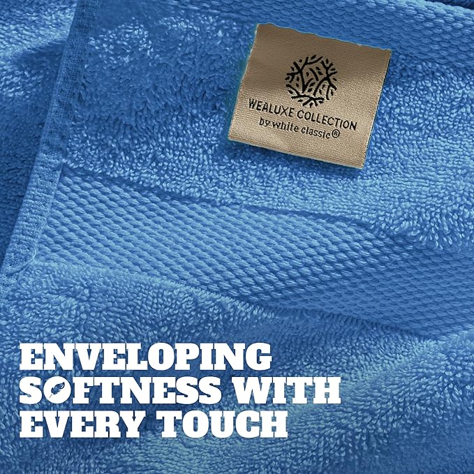 White Classic Wealuxe Light Blue Washcloths 24 Pack