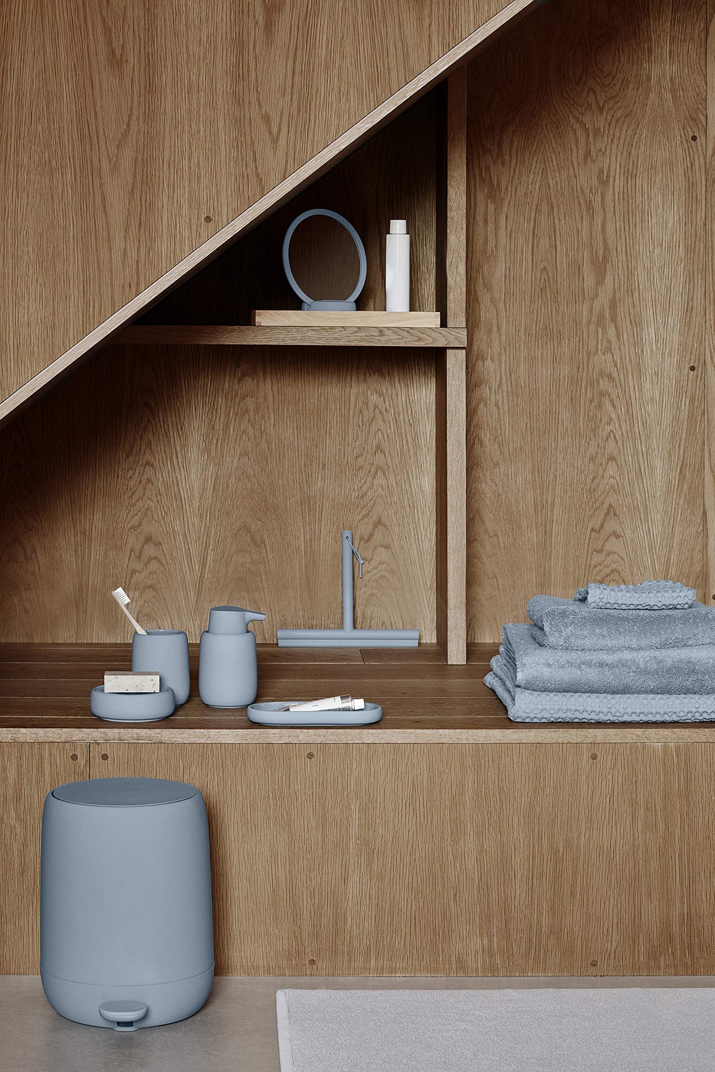 blomus SONO Modern Bathroom Countertop Tumbler and Toothbrush Holder Organizer - Ceramic Soft Touch - Magnet (Charcoal)