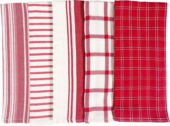 KAF Home Assorted Flat Kitchen Towels |100% Cotton