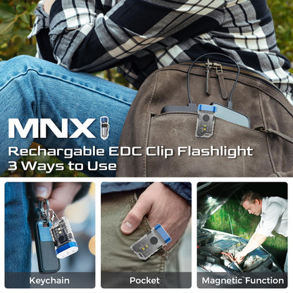 COOZAMING Rechargeable EDC Clip Flashlight, 10 Lighting Modes 2 Illumination Angles, USB C Charging Mini Flashlight Magnetic for Home, Christmas Gift, Walk, Emergency, Night Working, 4 Pack, Blue