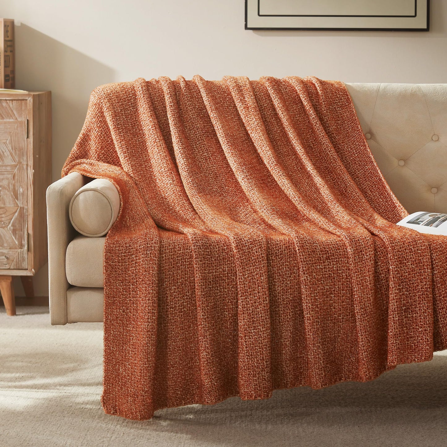 SLEEP ZONE Decoration Brown Throw Blanket for Couch, Jersey Knit Luxury Blankets for Bed Living Room Sofa Chair 50"x60", Brown