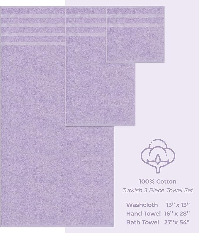 American Soft Linen Premium 3 Piece Towel Set, 1 Bath Towel 1 Hand Towel 1