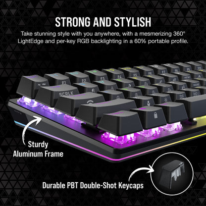 CORSAIR K70 PRO MINI WIRELESS RGB 60% Mechanical Gaming Keyboard – Swappable CHERRY MX RED Switches – PBT Double-Shot Keycaps – iCUE Compatible – PC, Mac, PS5, PS4, Xbox – QWERTY UK – Black