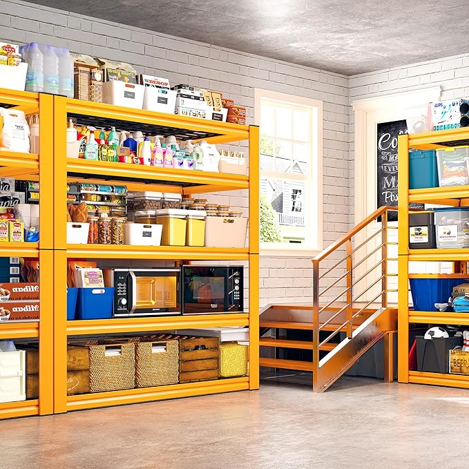 REIBII Garage Shelving Load 3200LBS, 5-Tier Storage Shelves, Adjustable Heavy Duty Metal Shelving Unit for Pantry, Basement, Warehouse, 72" H x 36" W x 16" D