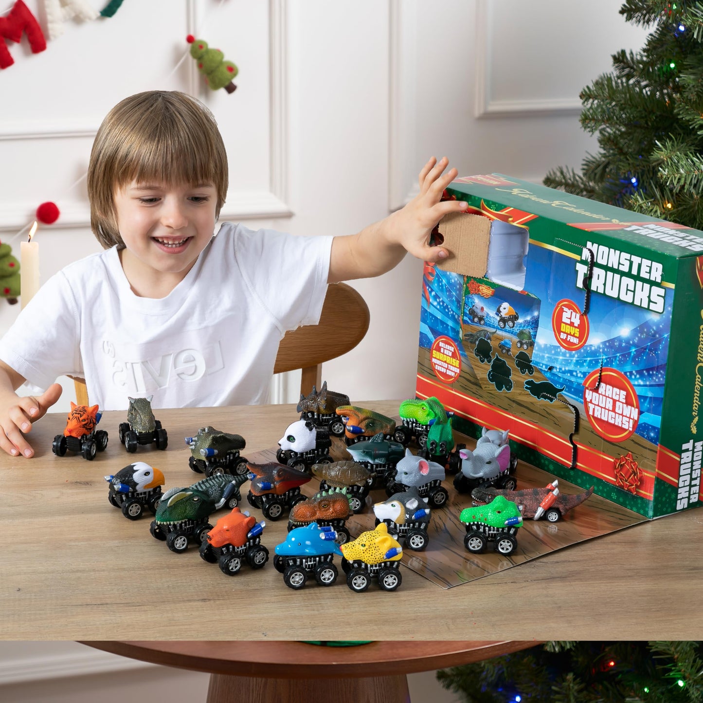 JOYIN 2025 Christmas Advent Calendar, 24 Days Countdown Calendar Toys with Monster Truck Toys, Christmas Party Favor Gifts, Xmas Countdown, Xmas Gift Classroom Prizes