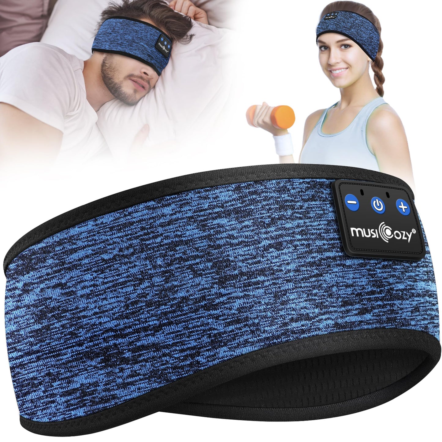 MUSICOZY Sleep Headphones Headband Bluetooth Soft Headphones for Sleeping & Sport with Thin Speakers,Wireless Music Earphones Tech Gifts for Men Women Teens Yoga Workout Fitness Relax Travel