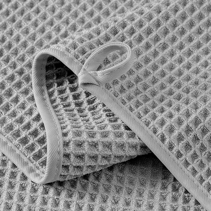 Microfiber Waffle Hand Towels, 4 Pieces, Fast Drying, Lint Free 430 GSM