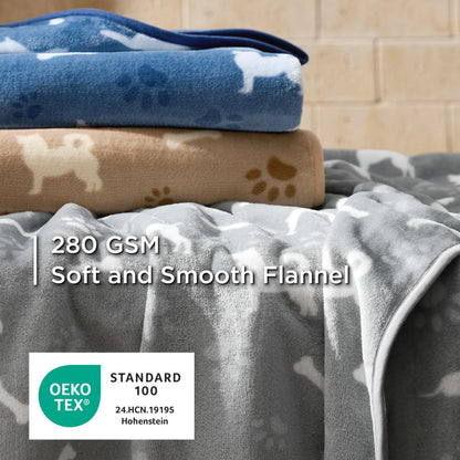 Bedsure 1 Pack 3 Pet Blankets, Super Soft Fluffy Premium Fleece Flannel Portable Throw Dog Blankets for Small Dogs, Printed Cat Puppy Blanket Grey/Brown/Blue Small(20x30 inch)