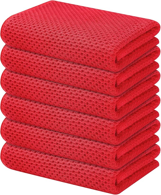 Kitinjoy 100% Cotton Waffle Weave Kitchen Hand Towels