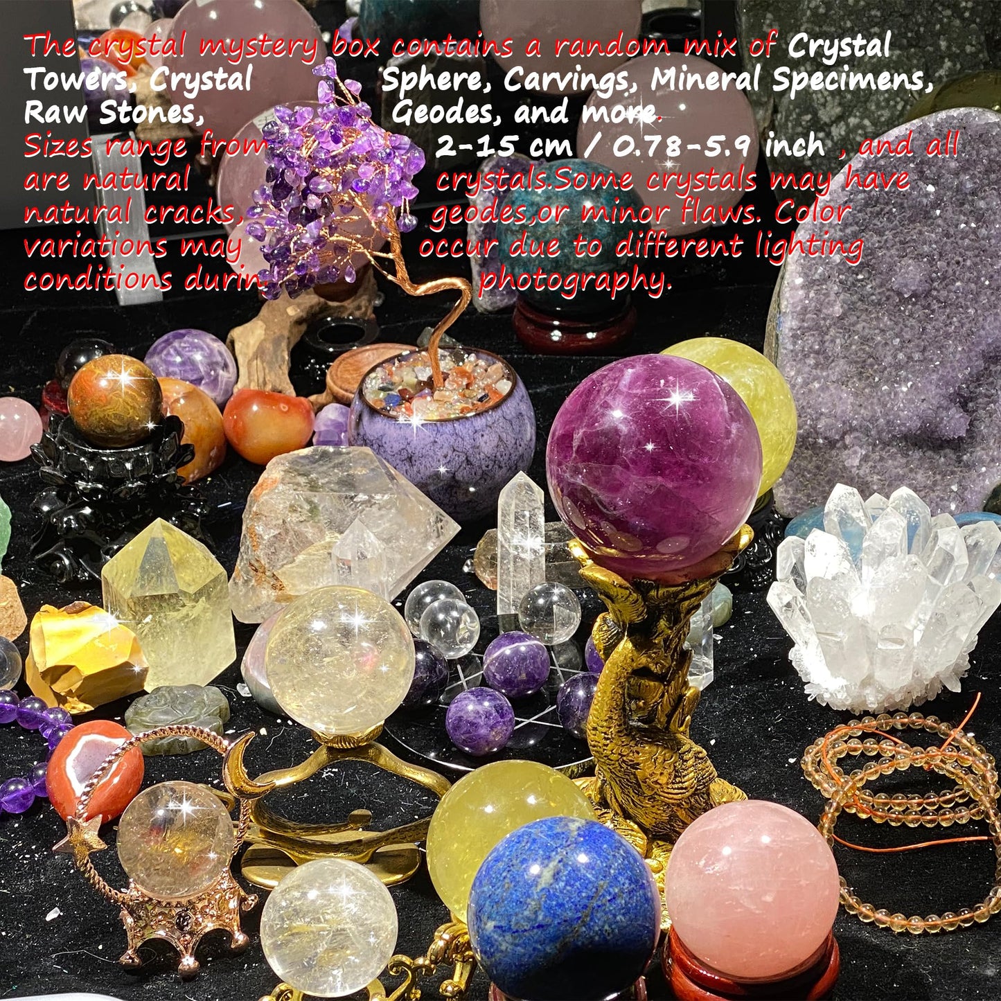 CrystalHola 4lb Mystery Crystal Box, Randomly Selected with Polished Natural Crystal for Home Office Decoration, Birthday Gifts