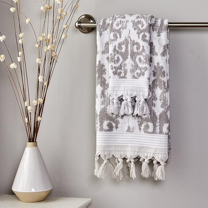 SKL Home Mirage Fringe 100% Turkish Cotton Hand Towel, 16x26 in