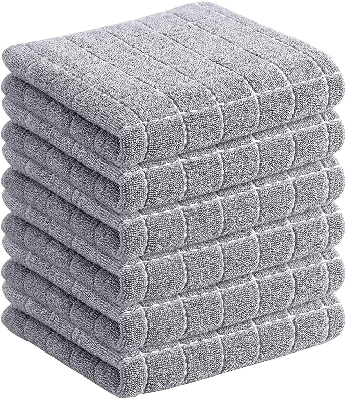 Homaxy 100% Cotton Terry Kitchen Towels, Checkered Designed, Soft and Super