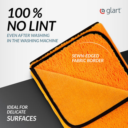 Glart 44WG Car Drying Towel XXL 90x60 cm - Microfiber Polishing Cloth Orange - Large Absorbent and Cleaning Cloth for Car, Motorcycle, Boat, Household - Soft, Paint-Friendly, Lint-Free.