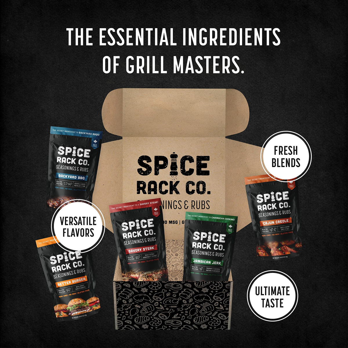 Spice Rack Co. BBQ Seasonings And Rubs - Smoking & Grilling Spices and Seasonings Sets, Grilling Accessories & Smoker Accessories, Unique Fathers Day Gift For Dad, Gifts For Father's Day (5 Pack)