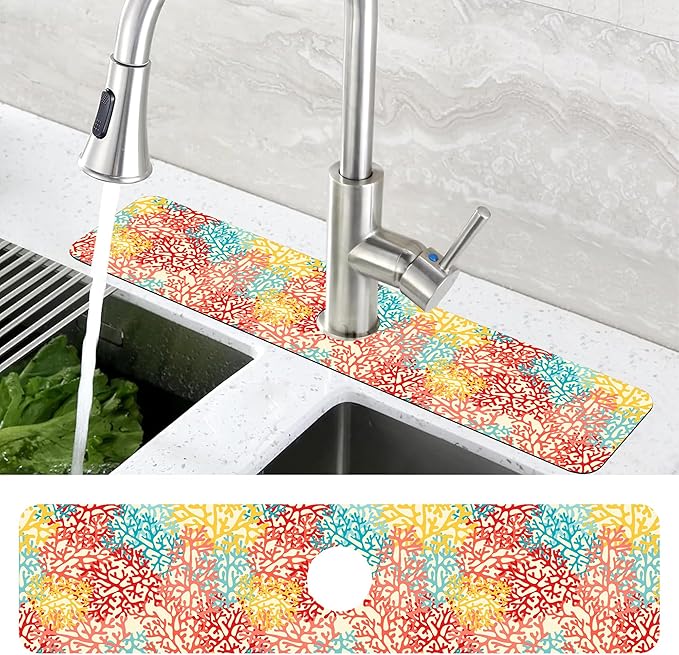 Colorful Sea Corals Dish Drying Mat