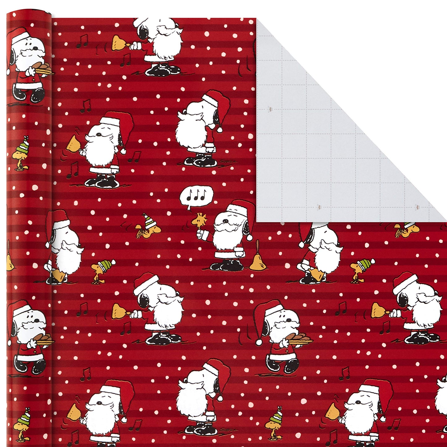 Hallmark Christmas Peanuts Wrapping Paper with Cut Lines on Reverse (Pack of 3, 105 sq. ft. ttl) Snoopy, Charlie Brown, Woodstock (5JXW1036)