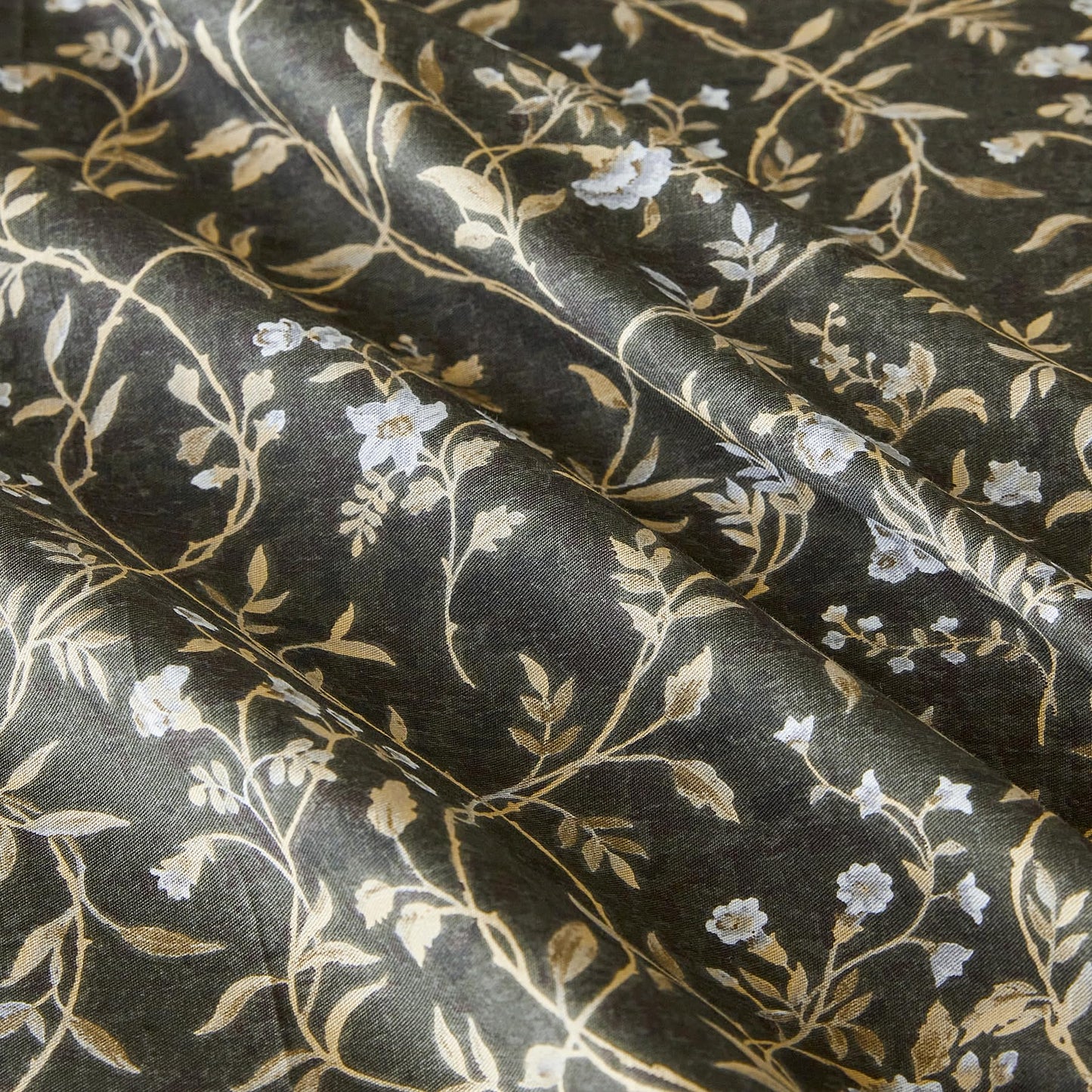 SUSYBAO Mustard Yellow Flower Duvet Cover Queen 100% Cotton 3 Pcs Set 1 Boho Vine Botanical Patterned Duvet Cover with Zipper Ties 2 Pillow Shams Decorative Hemmed Bohemian Floral Bedding Set Soft
