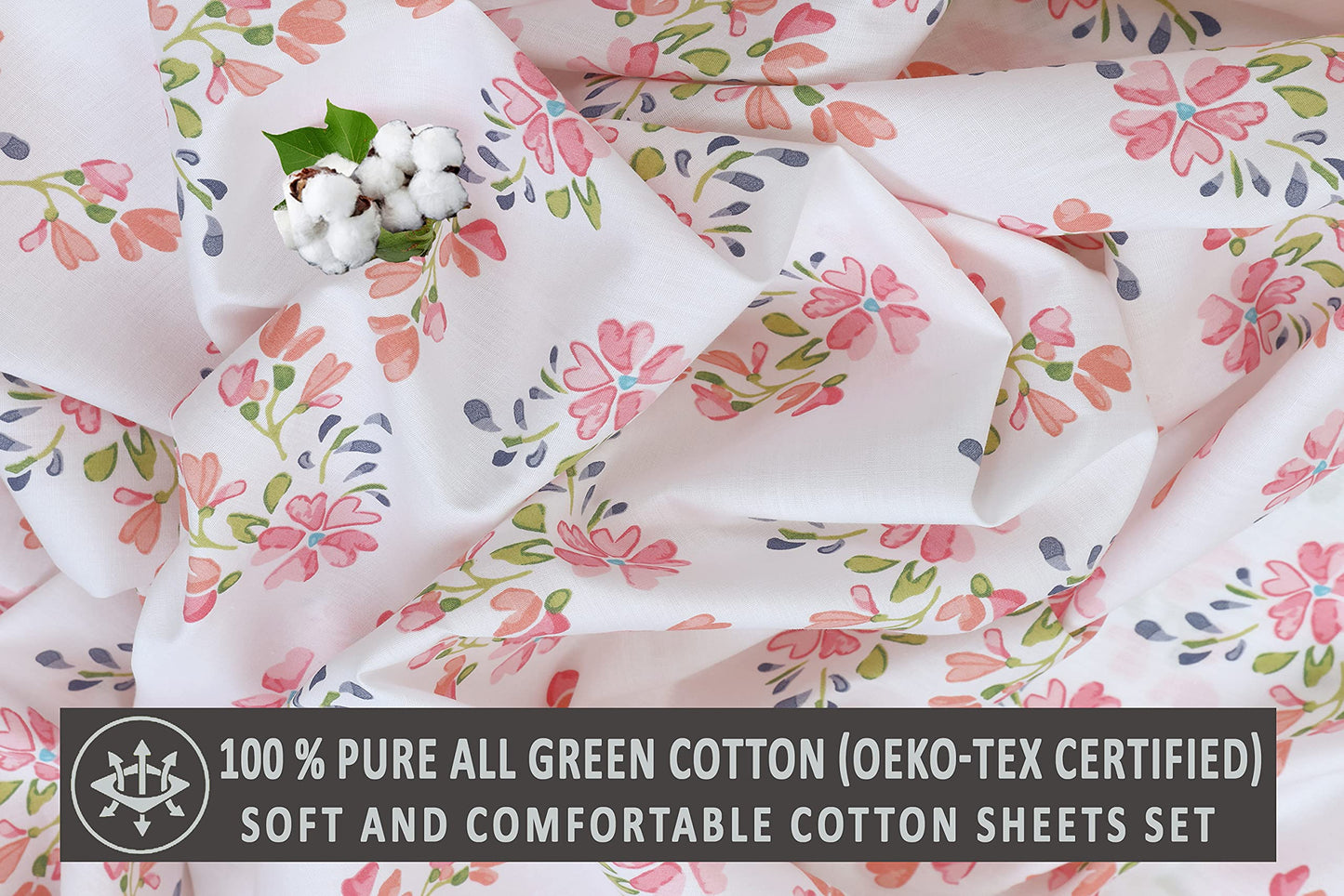 RUVANTI 100% Cotton Percale Sheets Full Size, Bloomex