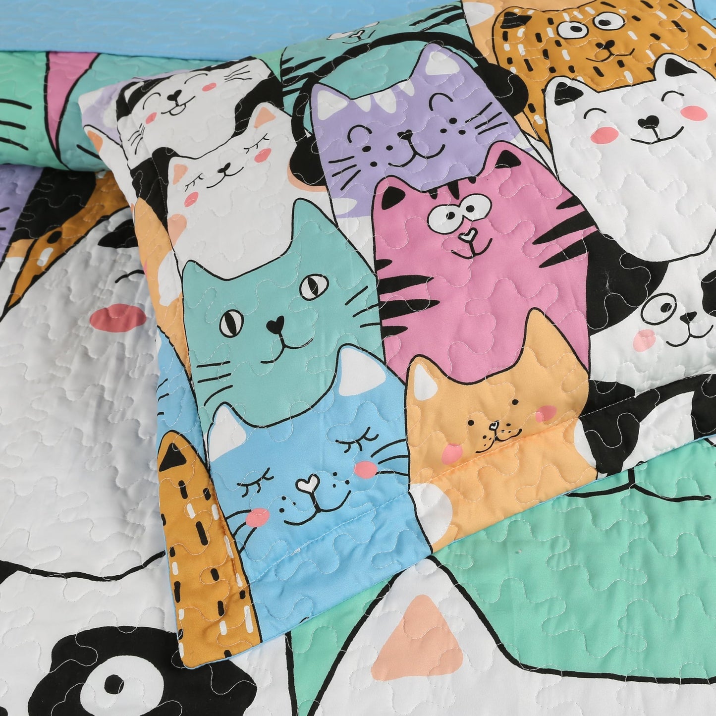 MarCielo Kids Bedspread Set Cat Quilt Blanket for Teens Girls Boys Bedding Coverlet (Twin, Cat)