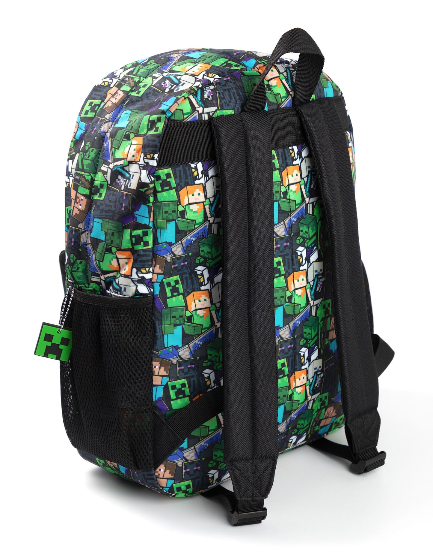 Minecraft Steve & Creeper Multicolour Backpack | Graphic Print Zip-Up Bag for Back to School | Kids Carrying Books | Unisex Kids Merch