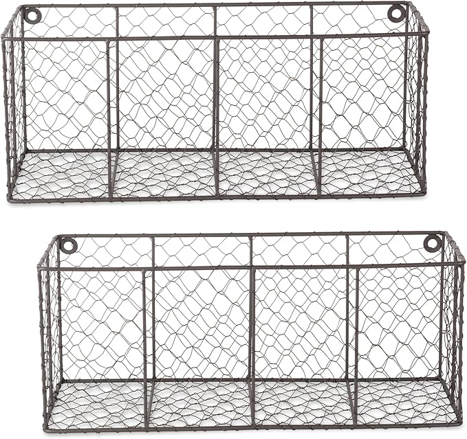 DII Chicken Wire Collection Farmhouse Vintage Wall Baskets, Medium Basket