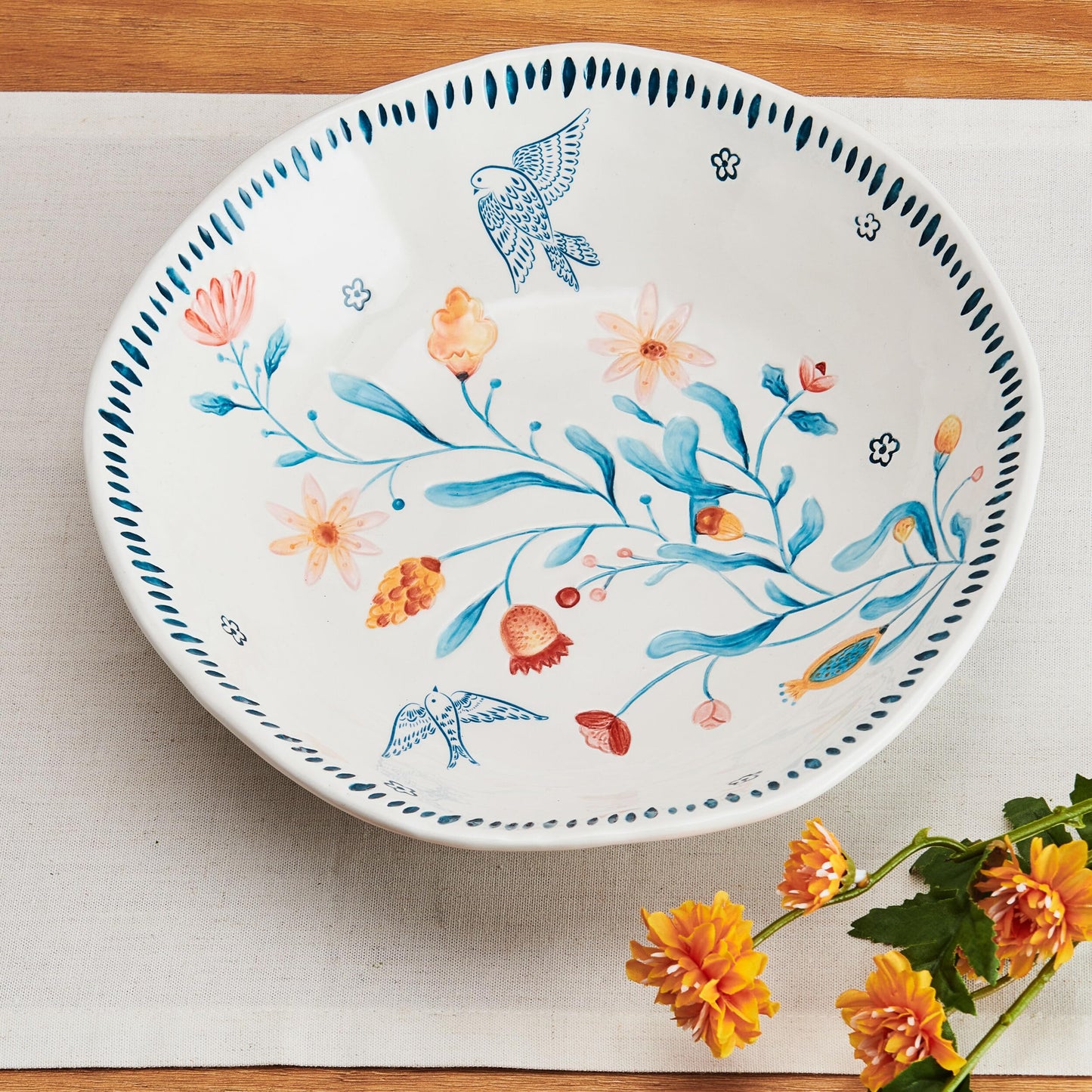 Fitz and Floyd Gracie Serving Bowl, White, 10 Inch