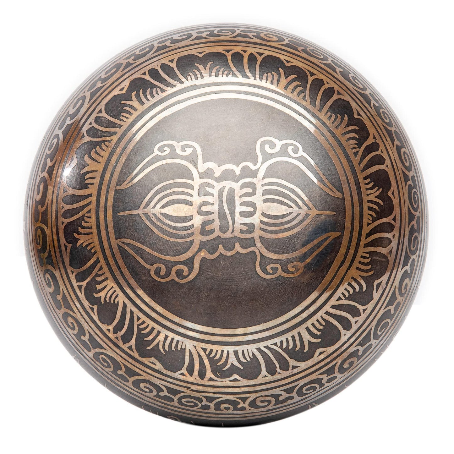 Premium Tibetan Singing Bowl Set – Handmade in Nepal Sound & Meditation Bowl – Spiritual Decor for Yoga, Wellness Spaces & Relaxation by Himalayan Bazaar (Brown & Red)