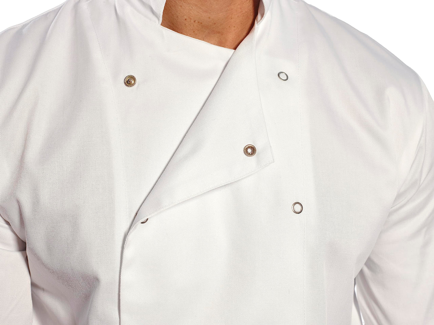 Portwest C733 Men's Cumbria Chef Jacket Lightweight Short Sleeve Durable Workwear Multi Functional Apron with Sleeve Pocket Machine Washable, White, L