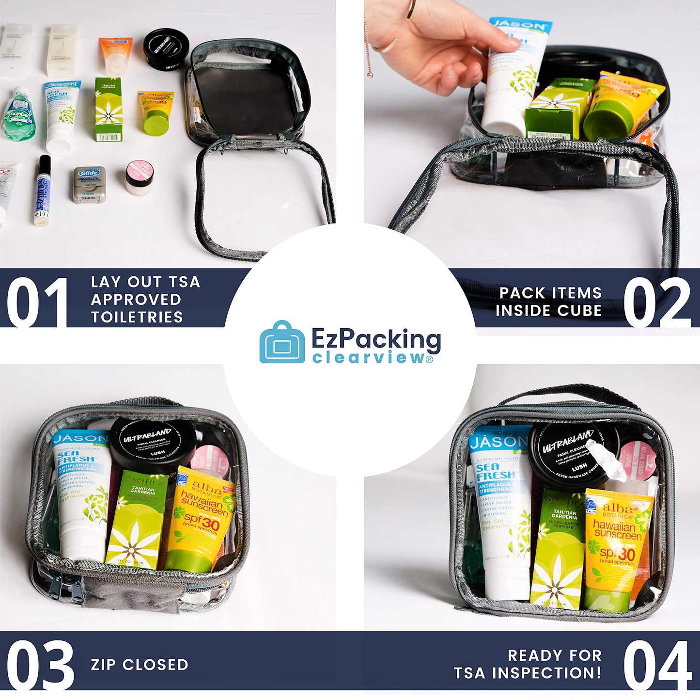 Clear TSA Approved 3-1-1 Travel Toiletry Bag/Transparent See Through Organiser (Black)