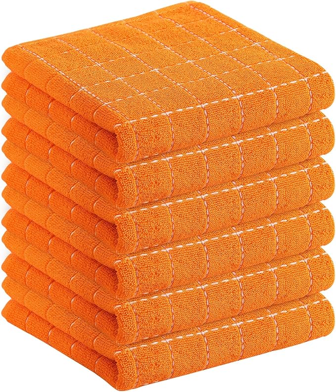 Homaxy 100% Cotton Terry Kitchen Towels, Checkered Designed, Soft and Super