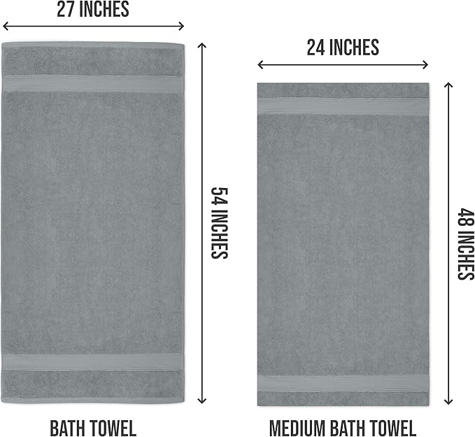Utopia Towels 6 Pack Medium Bath Towel Set, 24 by 48 Inches, 500 GSM 100% Ring