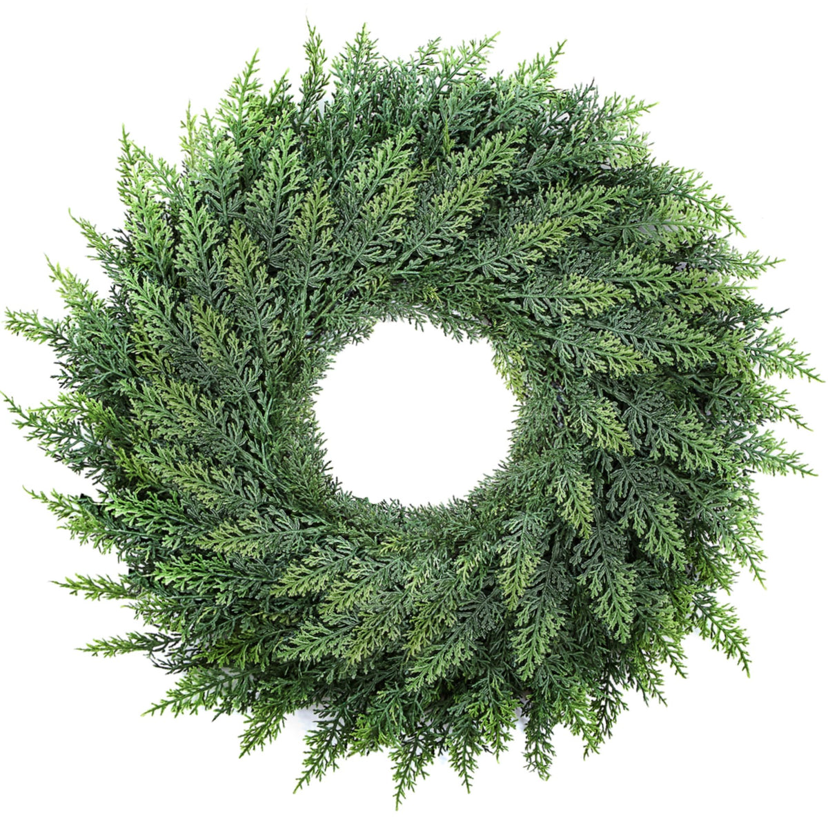 MEUIS Small Greenery Cedar Wreath - 22" Artificial Real Touch Wreath for Front Door Windows Outdoor Indoor Decor Weatherproof Traditional Holiday Decorations