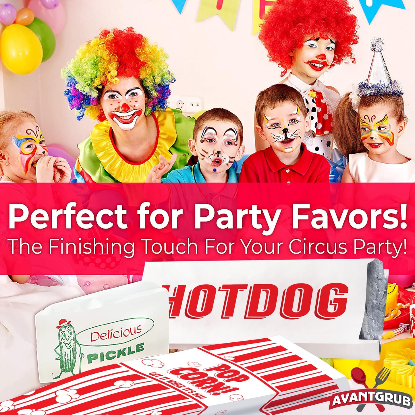 Super Fun, Grease-Proof Food Wrapper 150 Combo Pack. 50 Each Pickle, Hot Dog and Popcorn Durable Retro Bags. Snack Bag Trio for Party Favors or Treats. Great for Themed Parties, Carnival and Festival