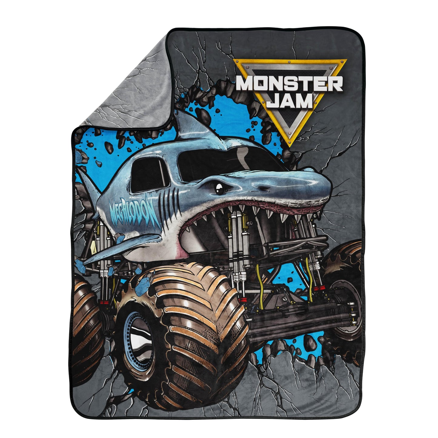 Jay Franco Monster Jam Megalodon Kids Throw Blanket 46x60 - Super Soft Cozy Fleece Microfiber, Fade Resistant, Machine Washable for Couch & Bed, Gift for Kids (Official Licensed Product)