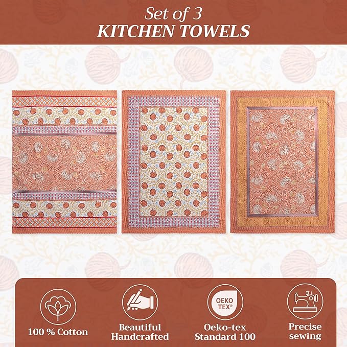 Maison d' Hermine Kitchen Towels Set of 3 100% Cotton 20" x 27.5" Reusable