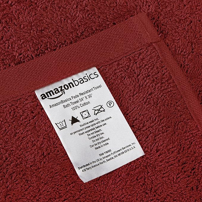Amazon Basics Fade-Resistant 100% Cotton Washcloths