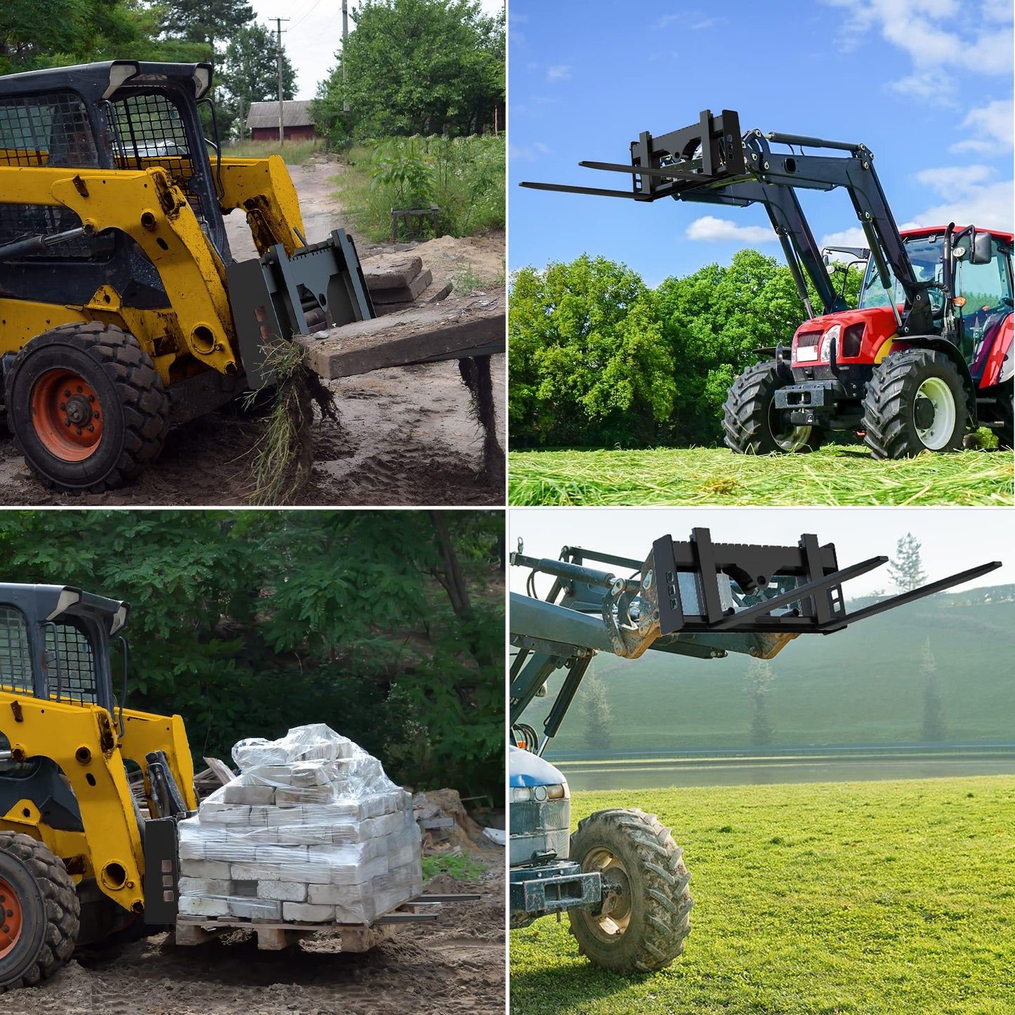 YINTATECH 4000lbs Skid Steer Pallet Fork 48" Frame Pallet Forks for Kubota Bobcat Skid Steer Loaders Tractors