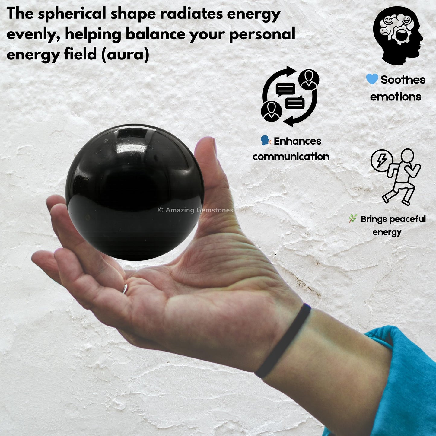 Amazing Gemstone Black Tourmaline Crystal Ball with Stand - 2" Inches Crystal Sphere Meditation Balls for Witchcraft and Decorative Balls