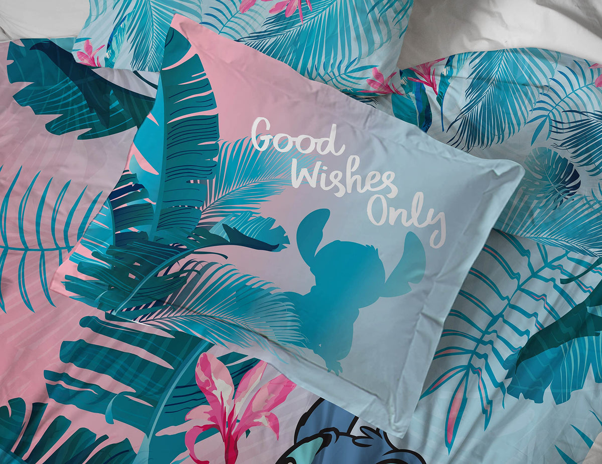 Jay Franco Disney Lilo & Stitch Floral Fun 7 Piece Full Bed Set - Includes Reversible Comforter & Sheet Set Bedding - Super Soft Fade Resistant Microfiber - (Official Disney Product)